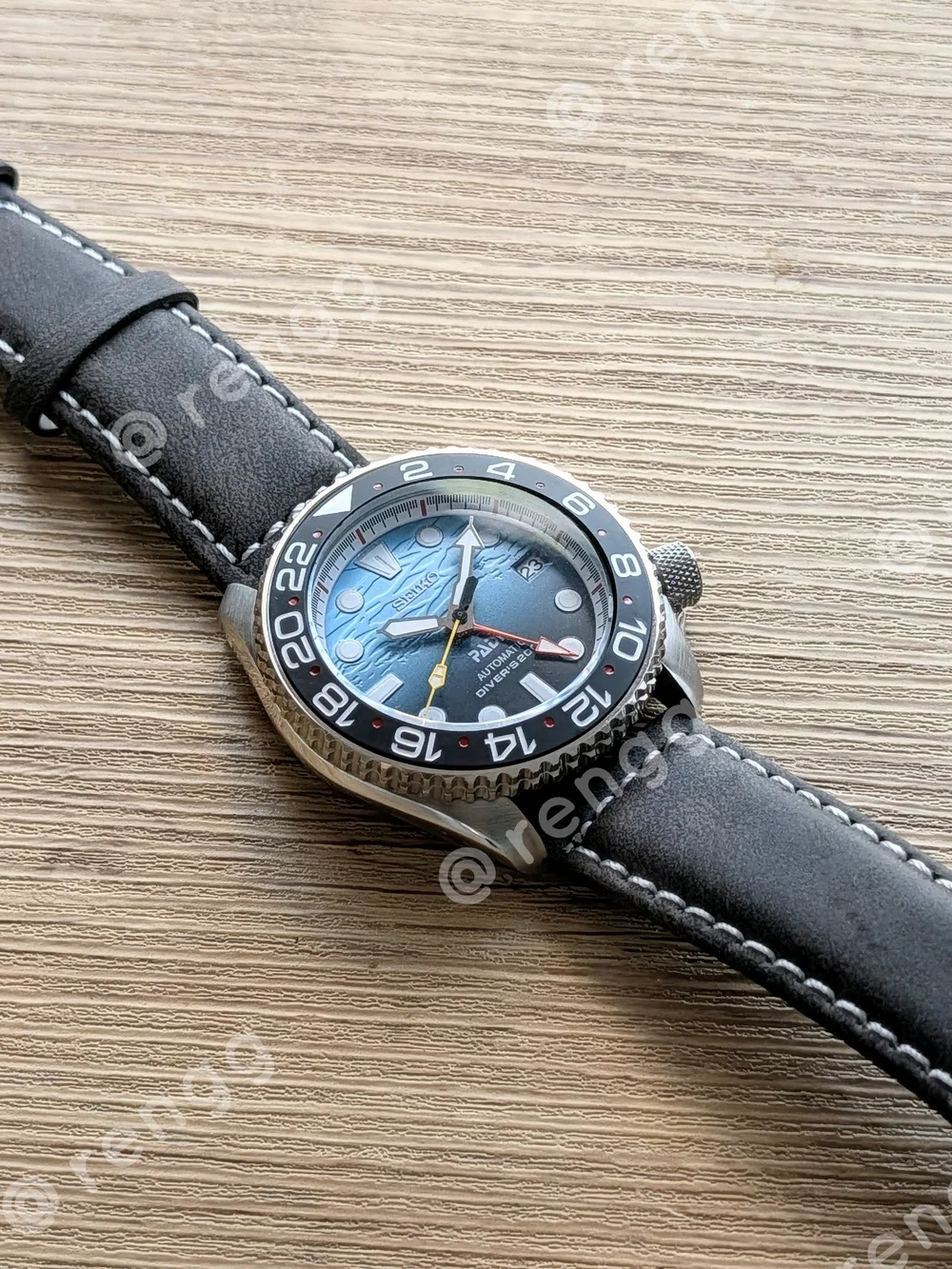 42mm Seiko GMT PADI Automatic Diver Mod Watch - Blue Gradient Dial Sapphire